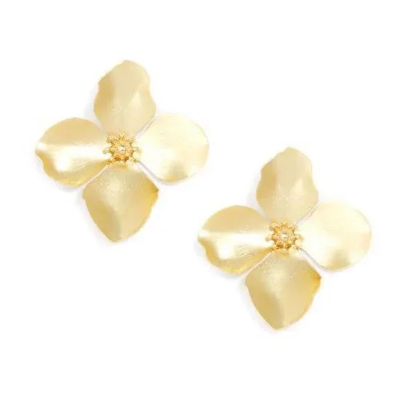 🌼 Matte 18k Gold-Plated Garden Party Statement Earring • Choose Silver or Gold! - Picture 4 of 4
